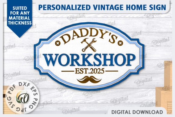 Download Sign LaserCut. Daddy's Workshop Sign SVG - Workshop sign Collection