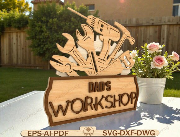 Download Dad’s Workshop Sign Laser Cut - Workshop sign Collection